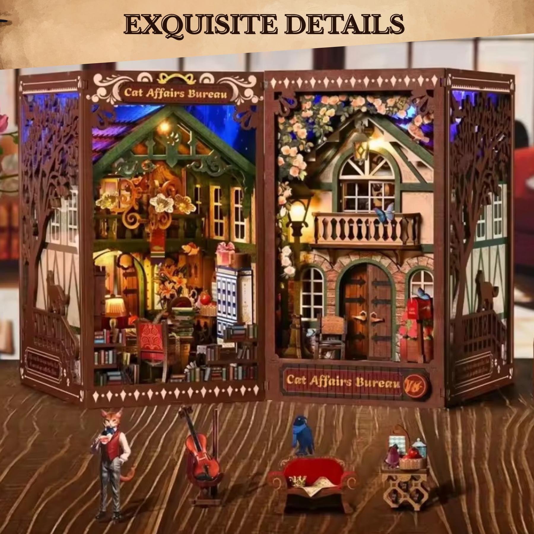 The Cat Lover's Book nook | 3D DIY  Cat Affairs Bureau Book ends | Cat themed Bookshelf insert