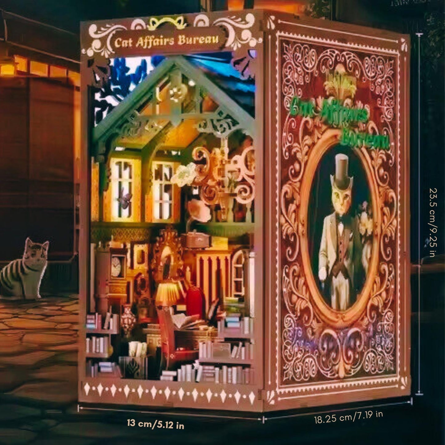 The Cat Lover's Book nook | 3D DIY  Cat Affairs Bureau Book ends | Cat themed Bookshelf insert