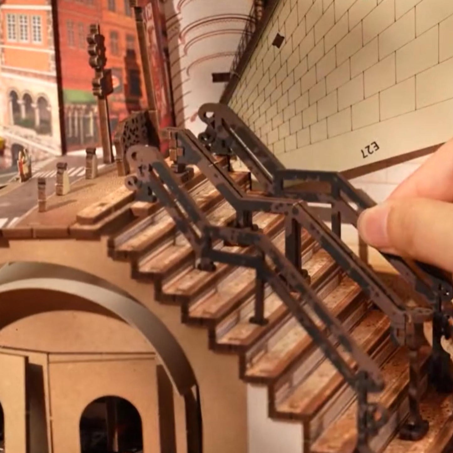 Night Street Stroll Book Nook | Street Scene Miniature Bookshelf Decoration | Book ends