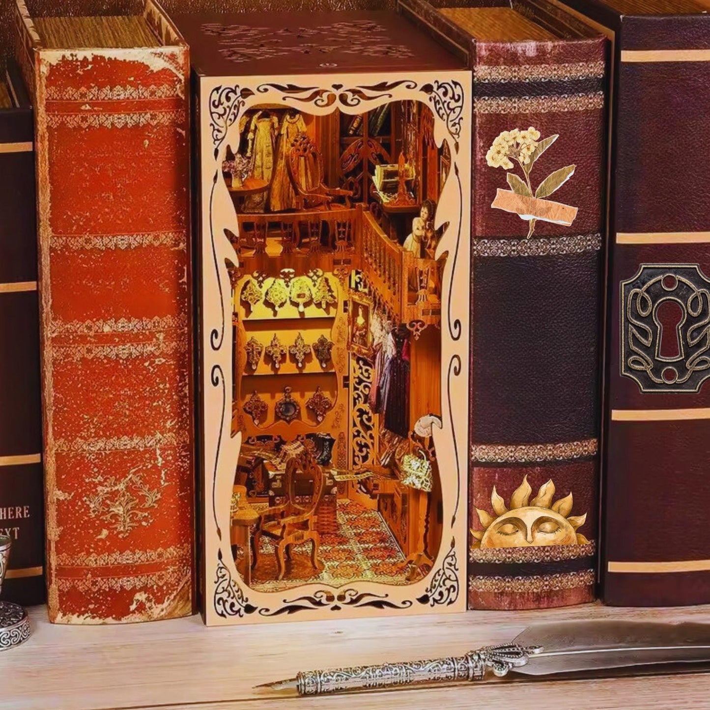 The Duchess’s Secret Wardrobe Book Nook | 3D DIY Fashion Collection Room Bookend | Vintage-Style  Bookshelf Insert