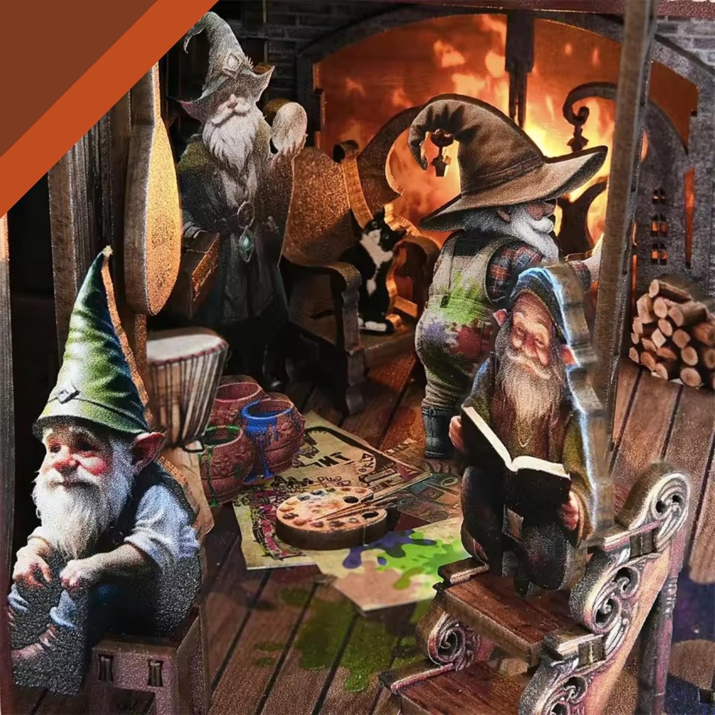 The Enchanted Gnome Book Nook | Dwarf’s House 3D DIY Bookshelf Insert | Book ends